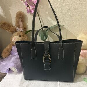 Dooney & Bourke Black Tote with Gold Accents